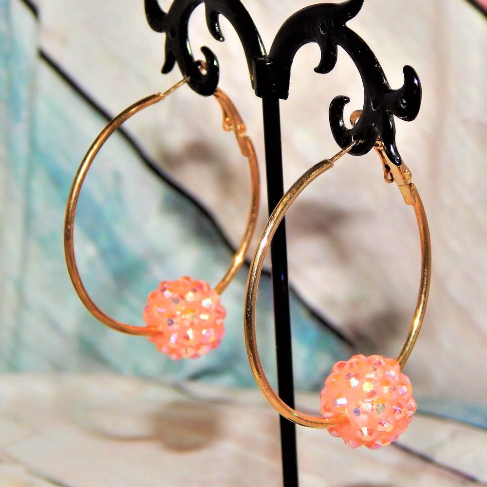 <3 $6 - $12 Peachy Keen Jeweled Ball Hoop Earrings <3